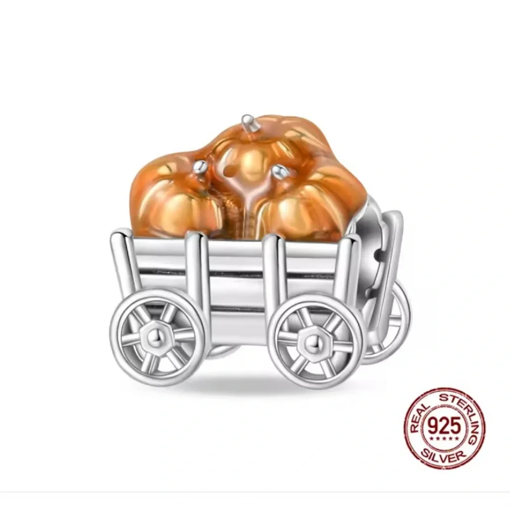 Sterling Silver Pumpkin Wagon Charm